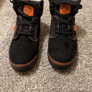 Harley-Davidson Men's Black and Orange Sneakers